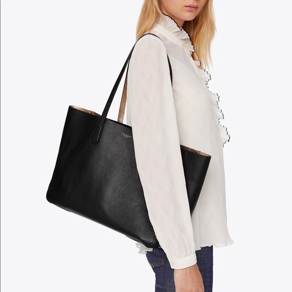 Tory Burch Black/Gold Perry Reversible Tote - Picture 15 of 16